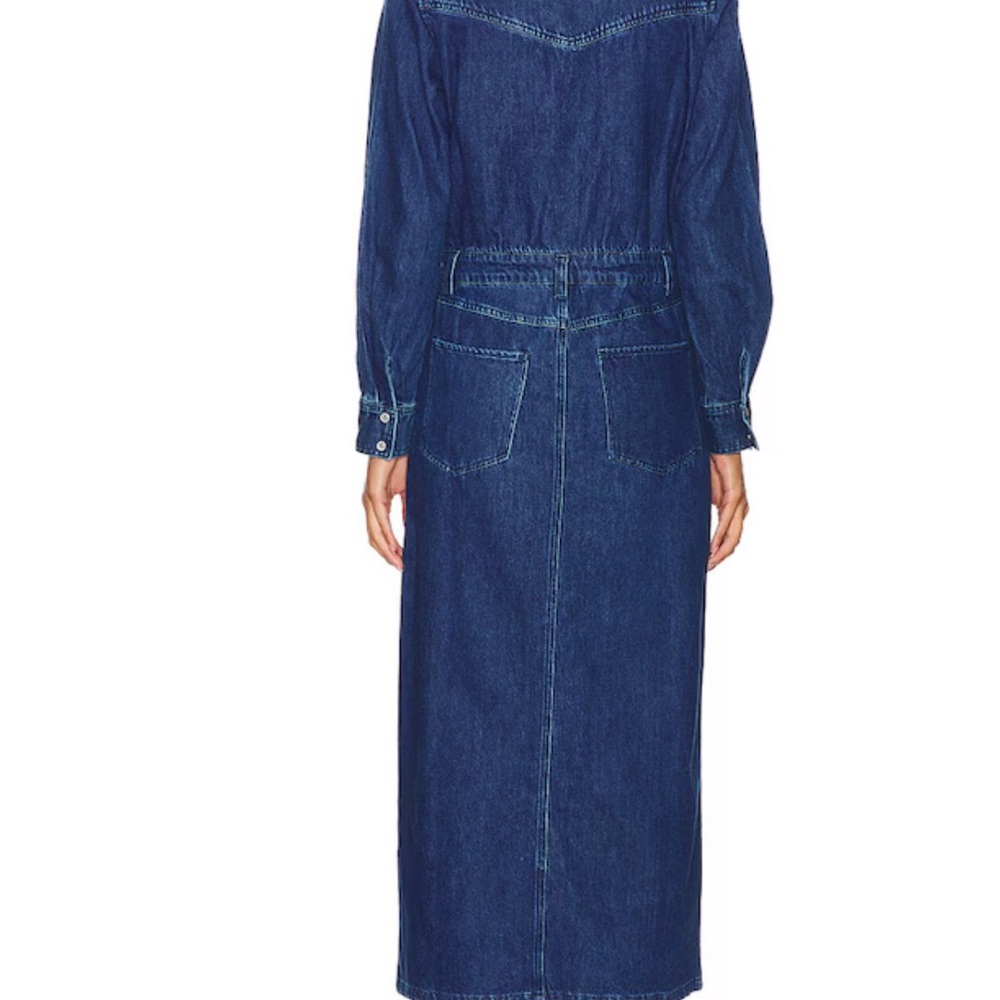 Steve Madden Dark Blue Denim Maxi Skirt with Front Slit - Picture 5 of 16